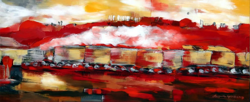 Train In Red Background - SOLD