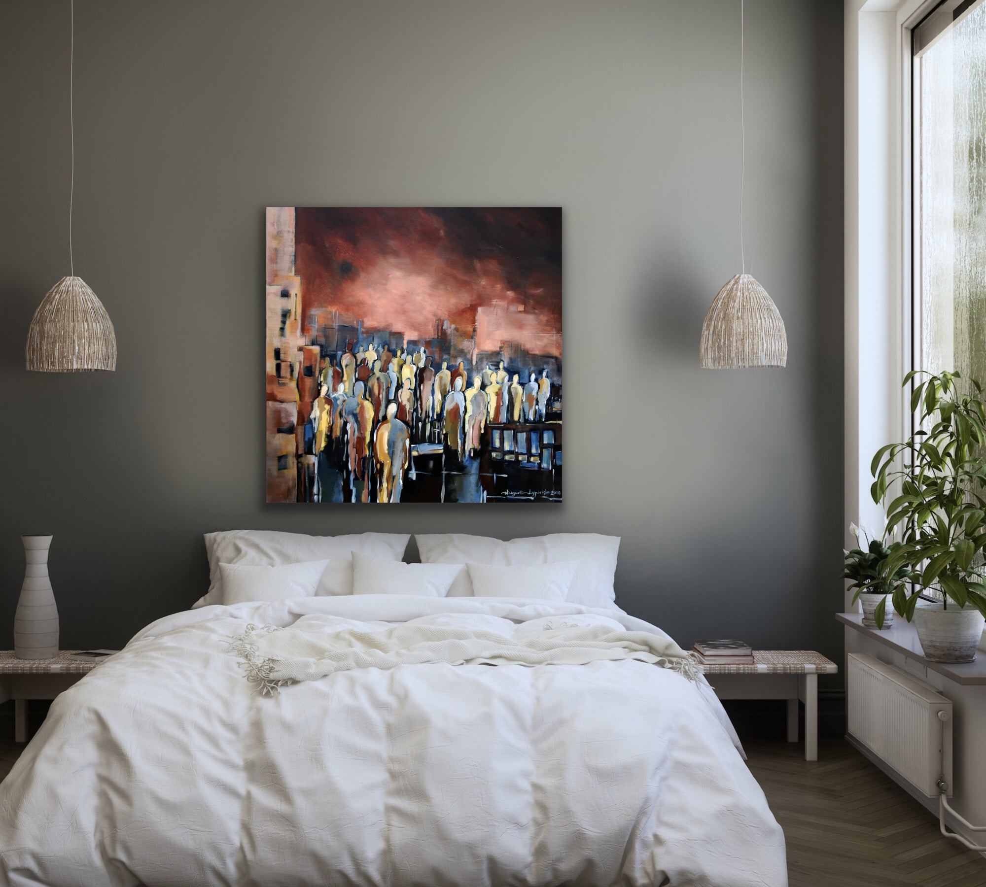 Downtown Gathering <br>91.4x91.4x4 cm<br>36”x36”x1.6”