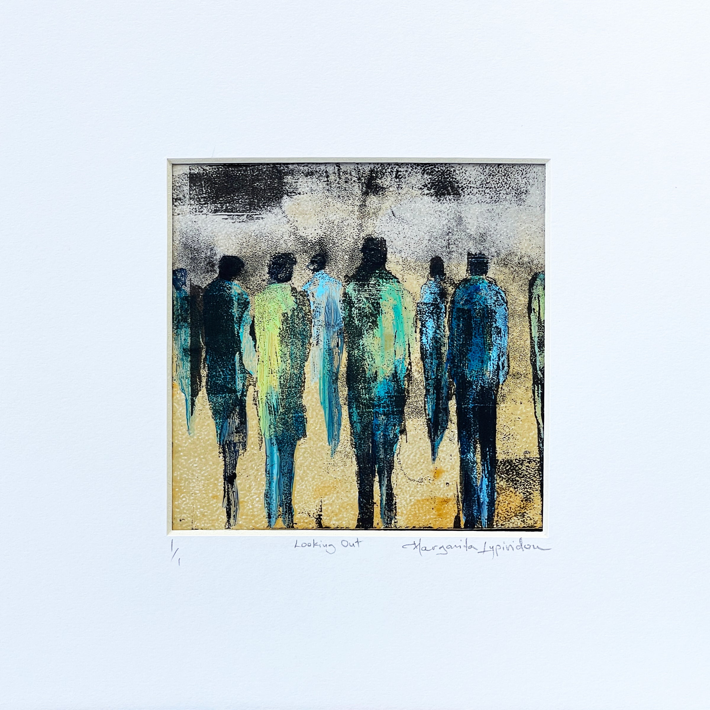 Looking Out <br>14x14 cm, 25x25 cm with mat<br>5.5”x5.5”, 9.8`’x9.8” with mat