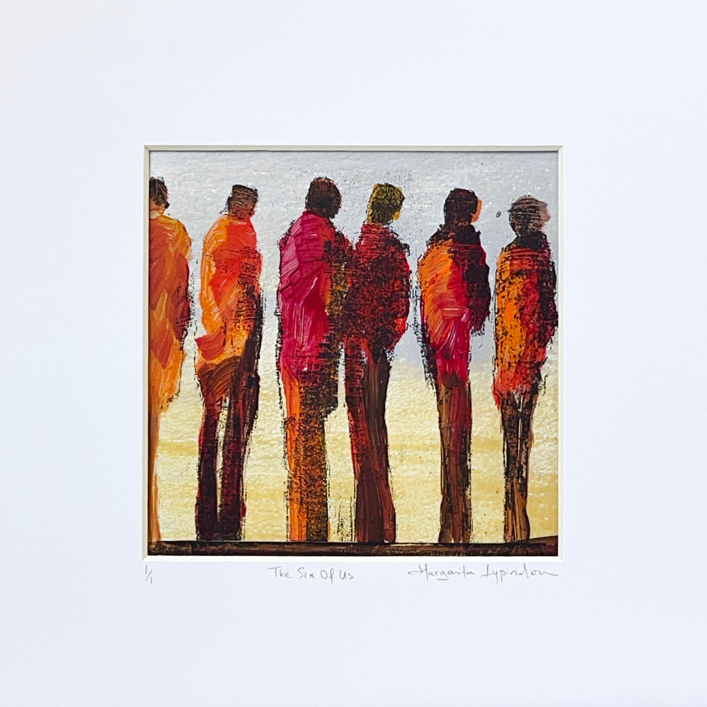 The Six Of Us<br>14x14 cm, 25x25 cm with mat<br>5.5”x5.5”, 9.8`’x9.8” with mat