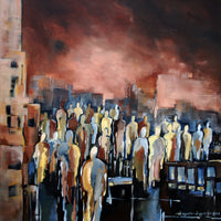 Downtown Gathering <br>91.4x91.4x4 cm<br>36”x36”x1.6”