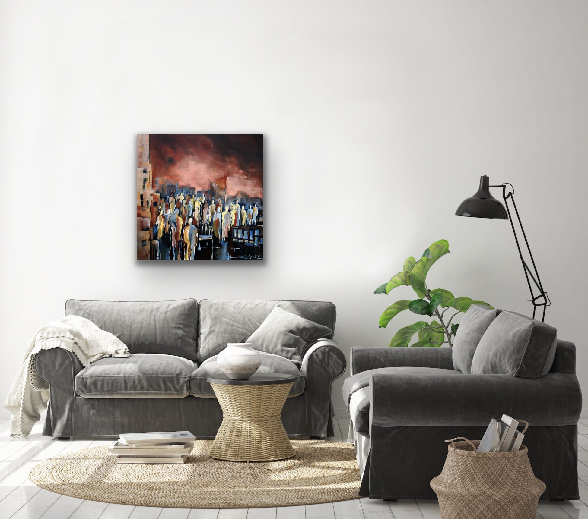 Downtown Gathering <br>91.4x91.4x4 cm<br>36”x36”x1.6”