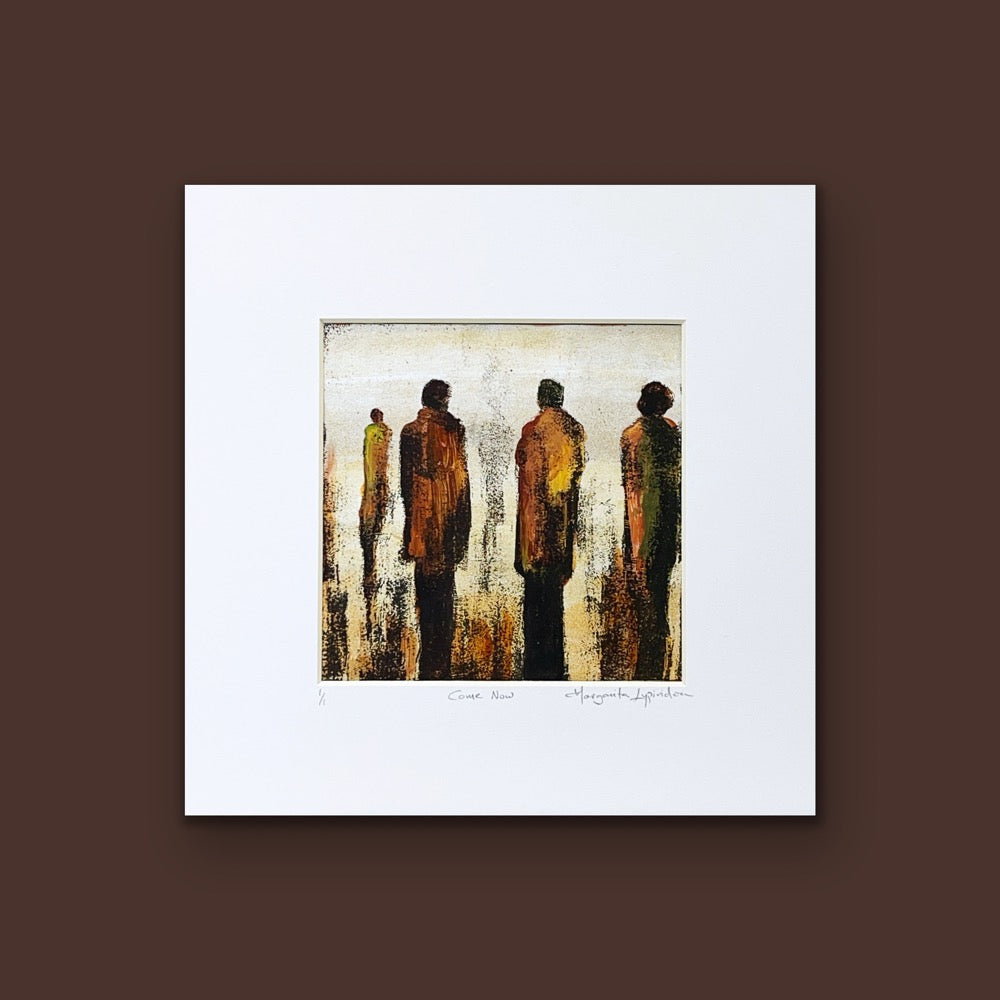 Come Now<br>14x14 cm, 25x25 cm with mat<br>5.5”x5.5”, 9.8`’x9.8” with mat