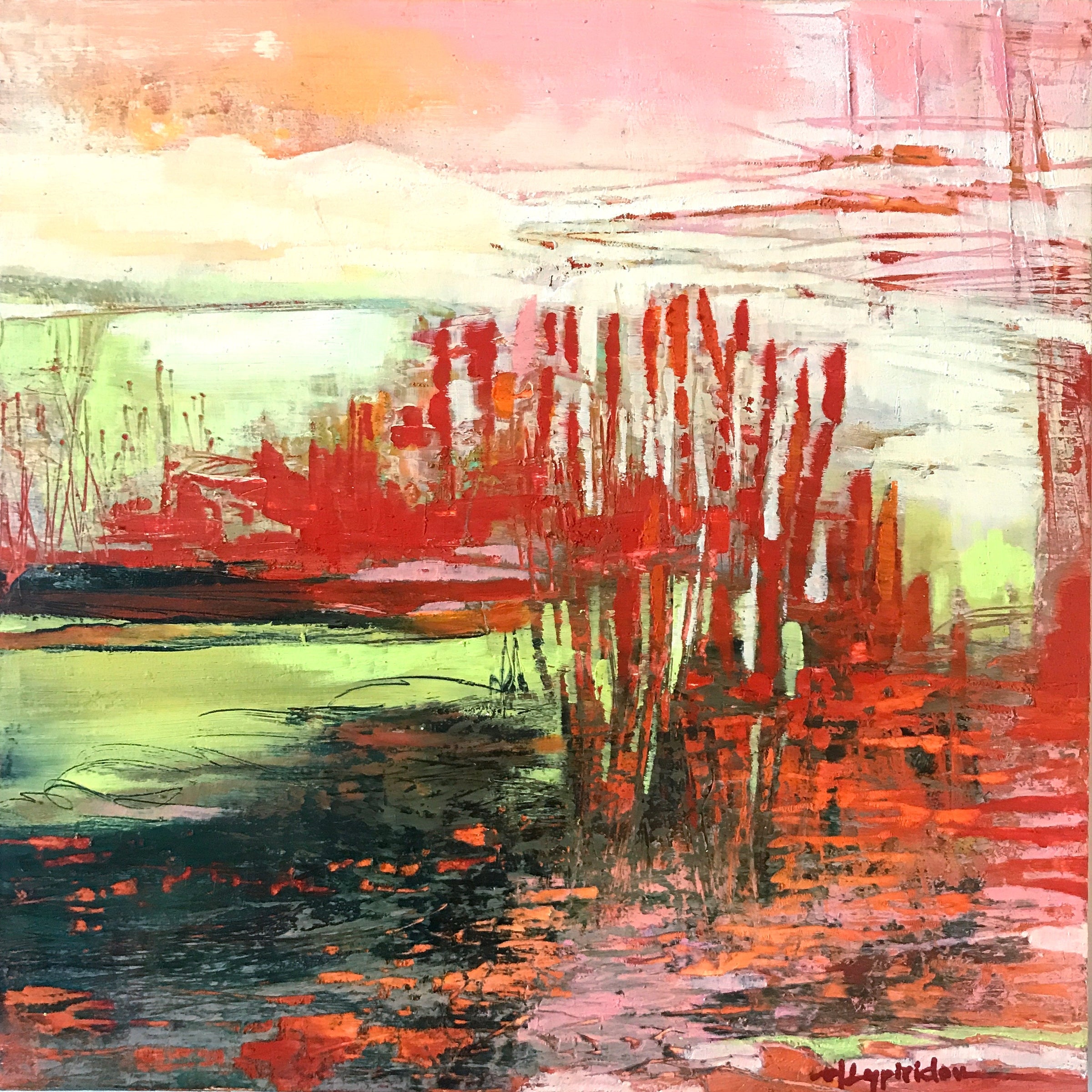 Precarious Red <br>30.5x30.5x3.8 cm<br>12”x12"x1.5"