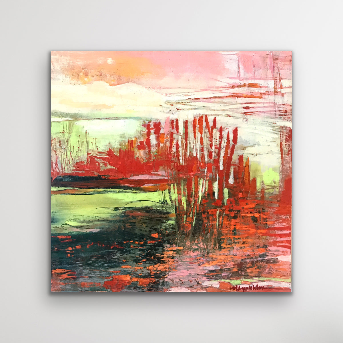 Precarious Red <br>30.5x30.5x3.8 cm<br>12”x12"x1.5"